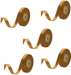 Zivika Pack Of 5 (1.2cm x 18 mtr Roll) Multi-Purpose Light Brown Satin ...