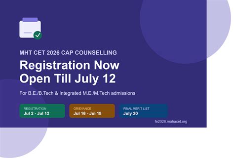 MHT CET 2026 CAP Registration Started | Last Date