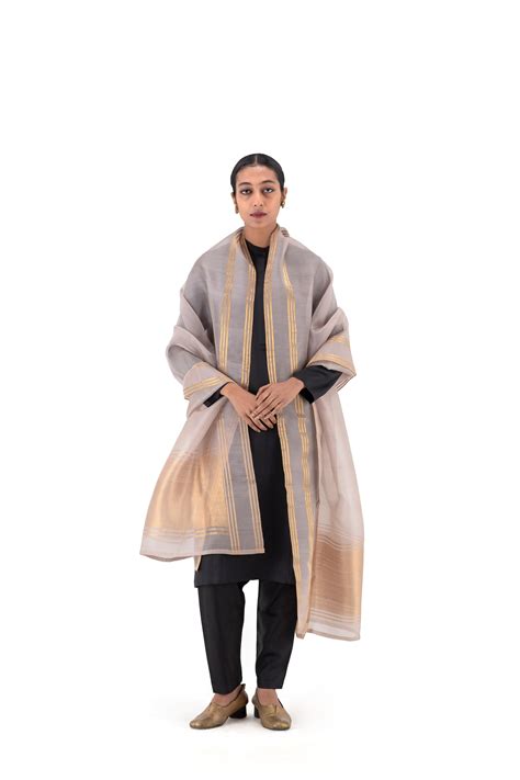 Buy Orange Chanderi Cotton-Silk Odhani With A Bold Silver & Rani Pink ...