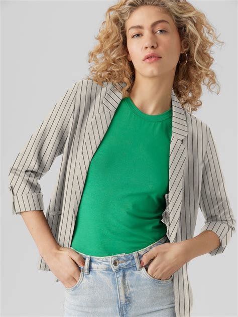 Buy VERO MODA Striped Linen Blend 3/4 Sleeve Jacket from the Next UK ...