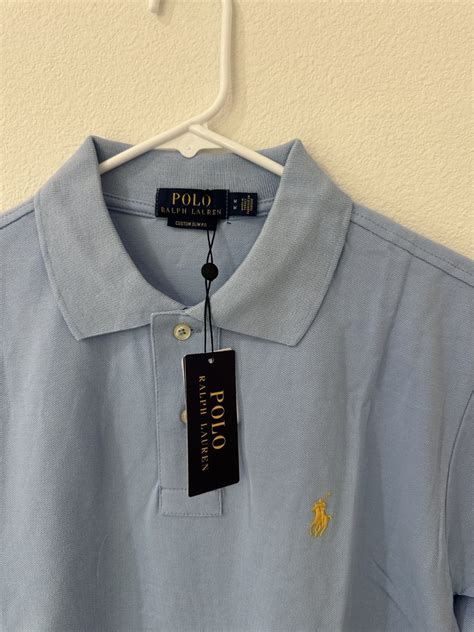 Ralph Lauren Men's Custom Slim Fit Polo Shirt Blue M Short Sleeve Mesh ...