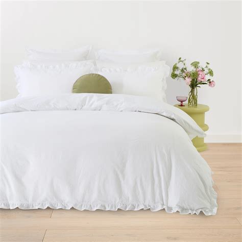 Ruffle Cotton Quilt Cover Set - King Bed, White - Kmart