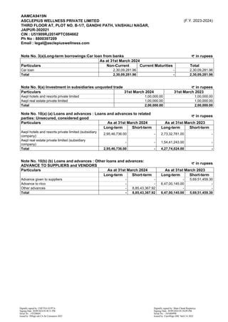 AWPL Balance Sheet 2025 - Asclepius Wellness | PDF