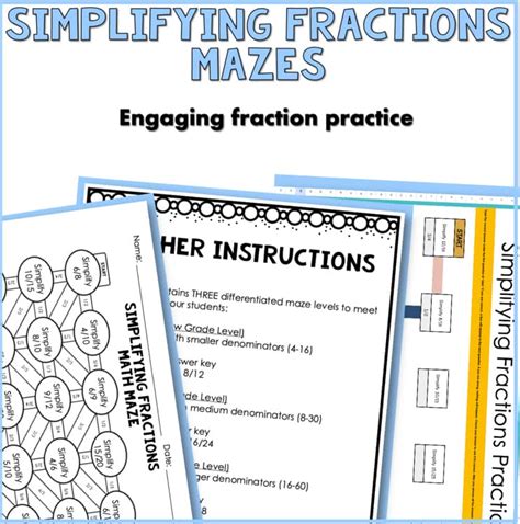 Fraction Simplification Activities: 4th Grade Differentiated Mazes