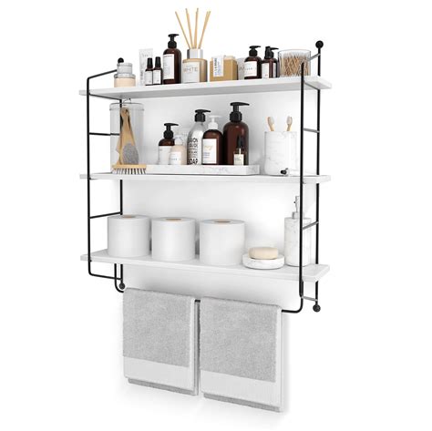 Sorbus 3-Tier Floating Bathroom Shelves for Wall - Wood Wall Storage ...