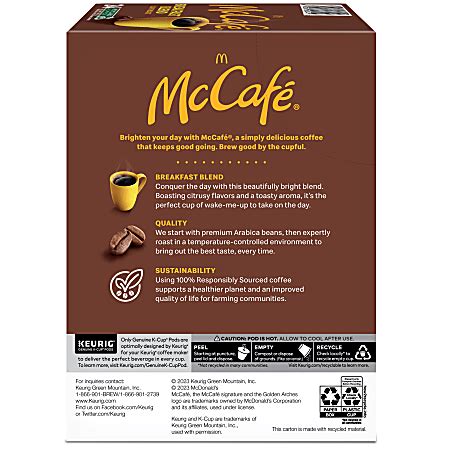 McCafe Single Serve Coffee K Cup Pods Breakfast Blend Carton Of 24 ...