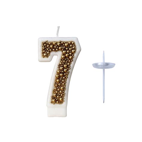 C Gold Macaron Pearl Number Birthday Candle For Cake Decorations ...