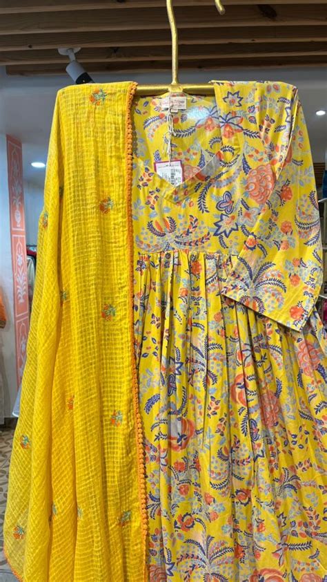 MEET YELLOW ANARKALI SET – Gulabo Jaipur