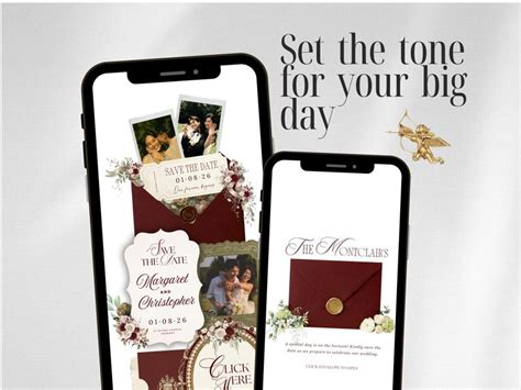 Buy Burgundy Old Money Wedding Website Template: Classic Floral Save ...