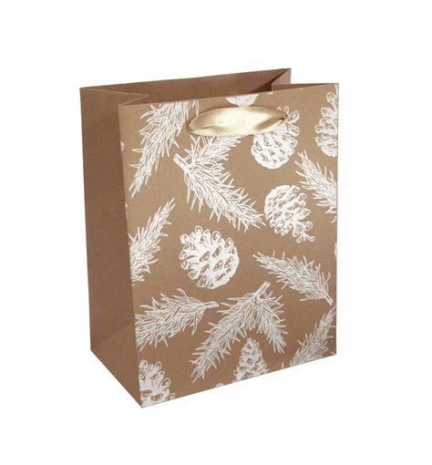 Geschenktüte Weihnachten small, braun/weiß, Braunkarton, Kunststoff, 18 ...