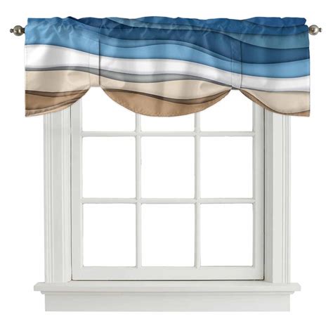 Blue Brown Ombre Tie Up Window Valance Blue Gradient Abstract Wave ...