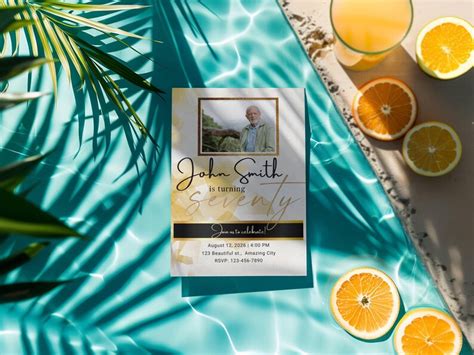 70th Birthday Invitation With Your Photo | Editable Printable Birthday ...