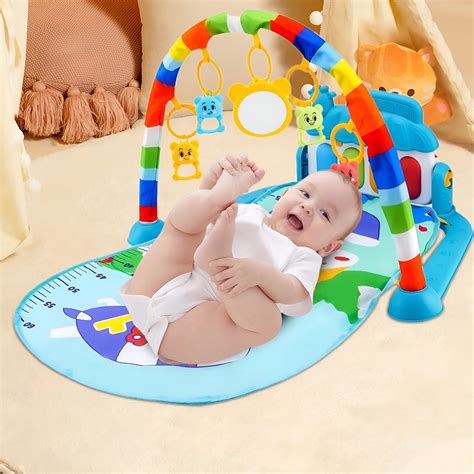 RLESO Baby Play Mat Gym,Funny Play Piano Tummy Time Activity Mat with 5 ...