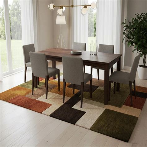 Buy Modern Geometric Patchwork Area Rug- Handwoven Cotton Wool Outdoor ...