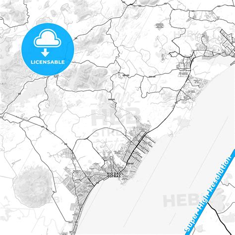 HEBSTREITS Rio das Ostras, Brazil Light Map with Street Names, City ...