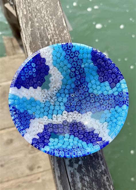 Zaccheo - Blue Murrina Millefiori Murano Glass Bowl "Canalette"