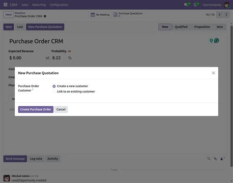 Purchase Quotation from CRM