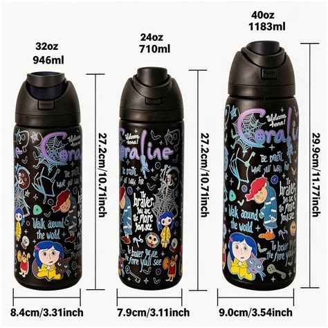 Insulated Stainless Steel Water Bottle Tumbler, 24oz-40oz, Dual Layer, Straw Design, Ideal for ...