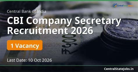 CBI Company Secretary Recruitment 2026 | Central State Jobs
