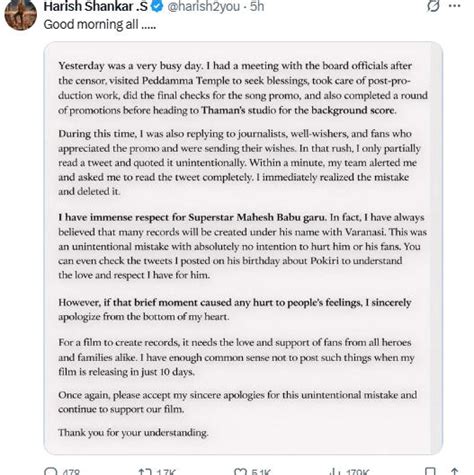 Ustaad Bhagat Singh director apologises to Mahesh Babu fans after ...