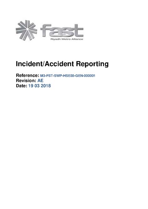 SWP-01: Incident & Accident Reporting Procedure Overview - Studocu