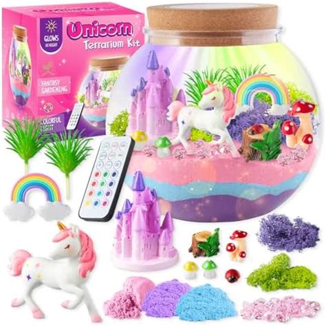 Amazon.com: JOYEEMAX Unicorn Light-Up Terrarium Kit for Kids - LED ...