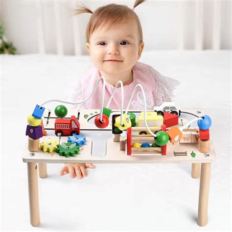 Wooden Montessori Activity Table for Toddlers | Eduspark Busy Table for ...