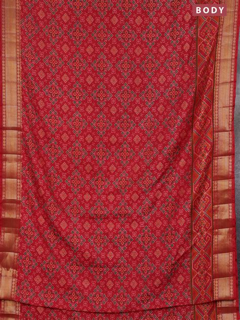Semi tussar saree maroon and rust shade with allover ikat prints and z ...