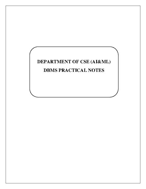 DBMS CSE Practical Notes: SQL Commands & Queries - Studocu