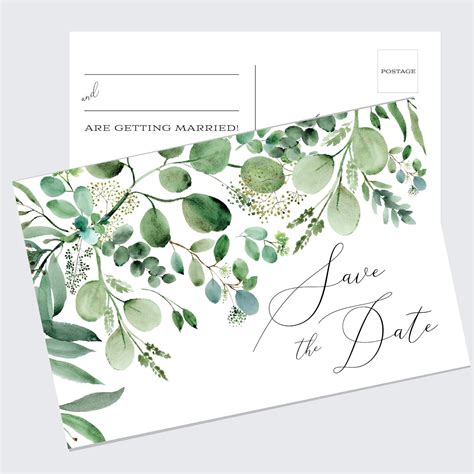 Wedding Stationery Eucalyptus Greenery Wedding Save The Date Cards ...