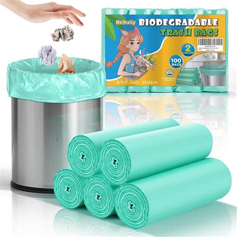 2 Gallon Mini Green Trash Bag - Small Garbage Bags For Bathroom Can 100 ...