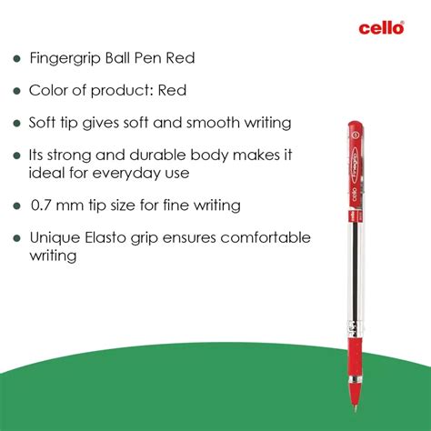 Cello Finegrip Ball Pen Red Colour 0.7mm (Pack Of 5) | SHRI LALSHAH ...
