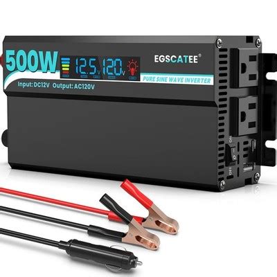 500W Pure Sine Wave Inverter - 12V DC to 110V/120V AC Car Power ...