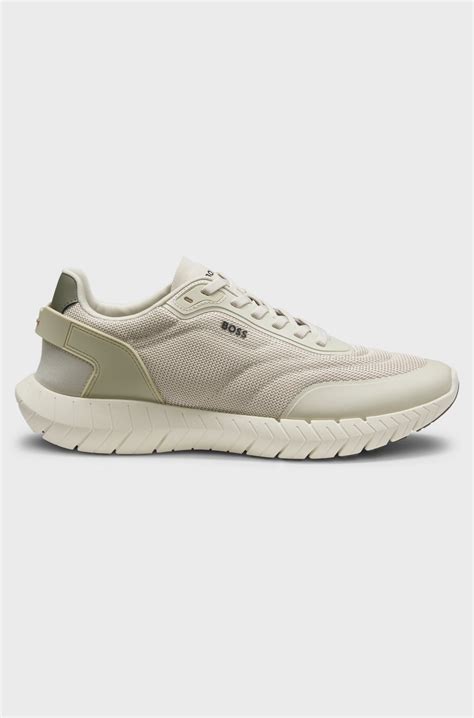 BOSS - Running trainers with leather trims - Light Beige