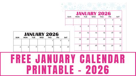 Free January Calendar Printable – 2026