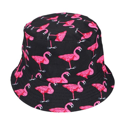 Reversible Flamingo Print Bucket Hat, Double Sided Sun Protection for ...