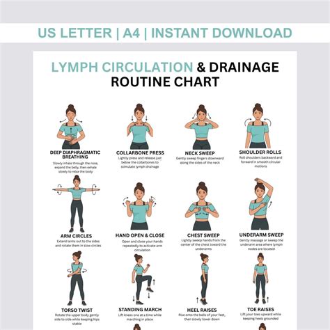 Exercise Lymph Chart, Drainage Lymphatic Routine |breathing Exercises ...