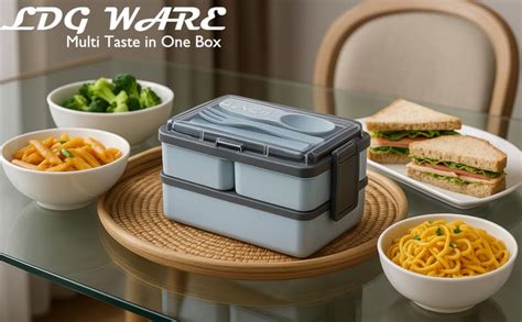 Buy LDG WARE 3 Compartment Lunch Box for Kids & Adults, Double-Decker ...