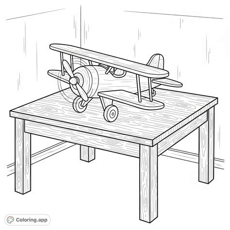 Classic Toy Plane on Table - Coloring.app