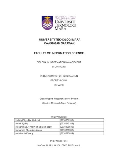 IMD238 Final Group Project: ResearchXplorer System Proposal - Studocu