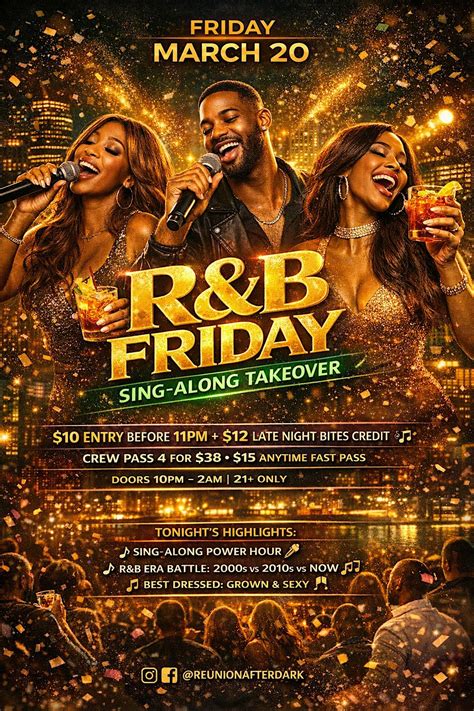 R&B Friday @ Reunion After Dark (21+) — Sing-Along Takeover, Reunion ...