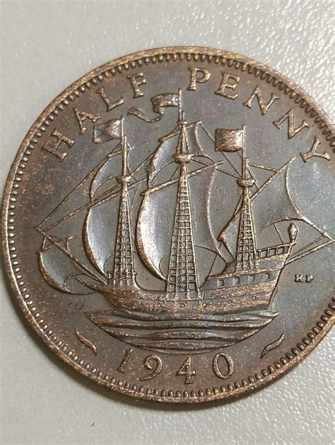 1940 United Kingdom Great Britain Half Penny Coin Pre-Decimal