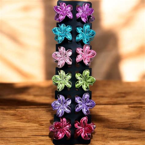 Glossy Finish Daisy Korean Hair Clips - Type 3 (Pack of 12 pcs) JHKC10 ...