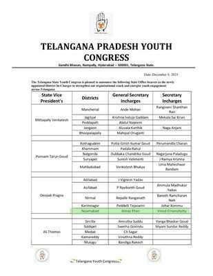 Almas Khan appointed as general secretary incharge of Nizamabad Youth ...