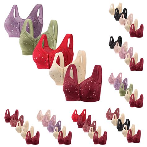 Bvxeep 5PC Women's Plus Size Wireless Push-Up Comfortable Breathable ...