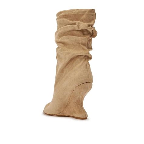 AZALEA WANG MARIN NUDE FAUX SUEDE WEDGE BOOTIE - TikTok Shop