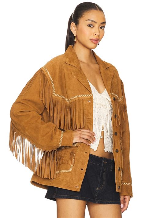 SPELL Fearless Heart Suede Fringe Jacket in Vintage Tan | REVOLVE