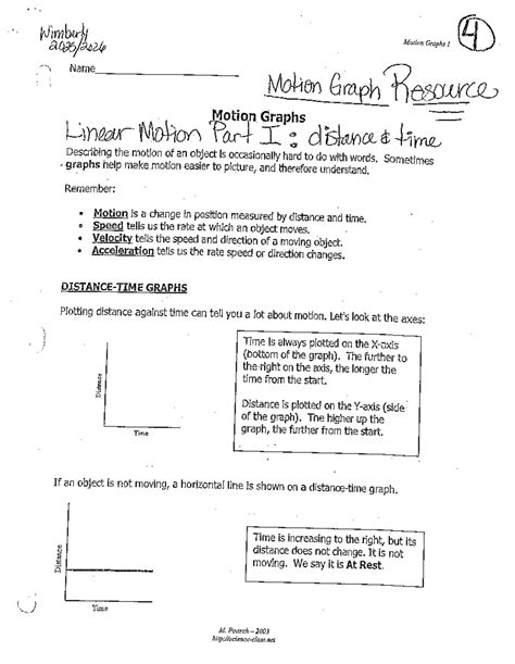 Motion Graphs I: Understanding Distance-Time Relationships - Studocu
