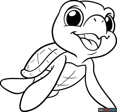 Cute Turtle Coloring Page | Easy Drawing Guides
