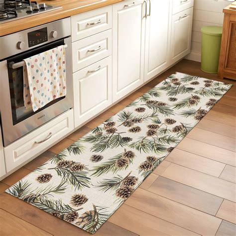 2x6 Kitchen Runner Rug, Sage Green Christmas Non-Skid Rubber Backing ...